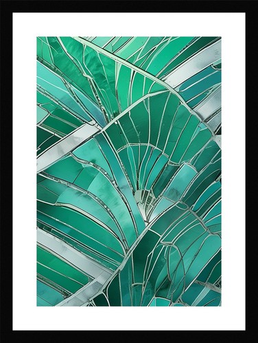 Soft art deco fan framed - art, wall