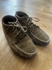 GH Bass Co Mens Brown Suede Leather Moccasins Ankle Boots UK10 Wide Fit Lace Up*