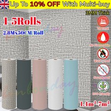 5X 3M Thick Self Adhesive Thermal Insulation Wallpaper Linen Plain Wall Sticker