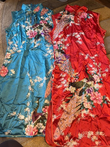Chinese dresses blue and red