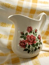 Vintage Royal Crownford Falcon Ware JUG 'Durability' ROSES - Custard Milk Cream