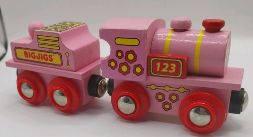 Bigjigs pink 123 wooden - wooden, train