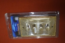 Polished Brass GEORGIAN Dimmer Switch 4 Gang 2 Way 40-250w Braided rope