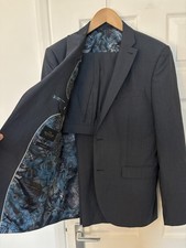 Men’s Light Blue/Grey Suit, 40R Jacket 32R Trousers Tailored Fit