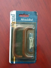 Pair 2 Brown Plastic D Shaped Cupboard Drawer Handle Handles Screws 105mm x 30mm