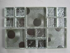 15 x 10 cms Sheet mixed sizes 8 mm Tekari patterned glass mosaic tiles on mesh