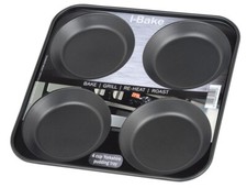 I - Bake Bakeware Black 4 Hole Yorkshire Pudding Tin Tray 5501