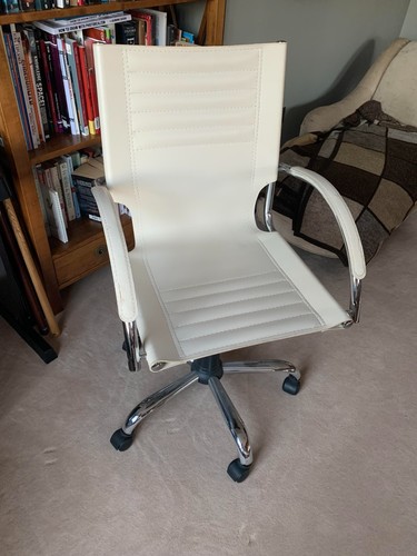 White leather office chair - leather,