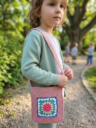 Pink crochet granny square - granny,
