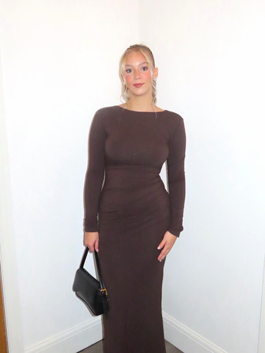 Brown maxi dress - , open