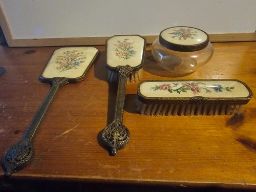 Vintage embroidered vanity - vintage,