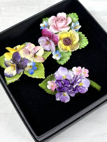 Vintage bone china brooch pins - vintage,