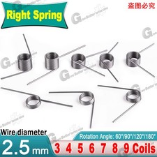 Torsion Spring (pack of 10), 2.5mm wire diameter, 12mm - 30mm OD, Right spring