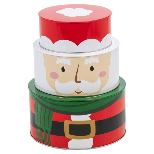 Santa stacking cake - santa, tins