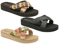 Ladies Dunlop Wedge Sandals Summer Beach Lightweight Woven Crossover Comfort    