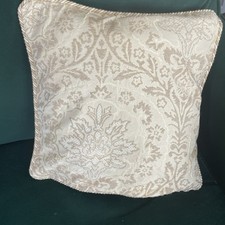 Vtg gold Tone Jacquard Cushion Cover  16 X 16 Inch Braided Edges Retro Home