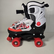 Roller Skates Boys Size 4 6 Eu 37 40 Black White Adjustable