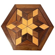 30-Piece Hexagon-Shaped Wooden Brain Teaser Puzzle, Fun for All Ages