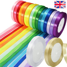 18 Rolls Satin Ribbon 25Yards Color Solid Gift Wrapping Bulk Fabric Garden Decor