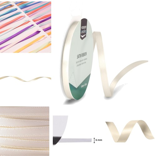 Satin ribbon ivory 6mm - ivory,,