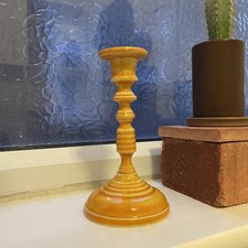 Cast Iron Enamel Candle Holder Candlestick Yellow EnamelVintage Look 16cm