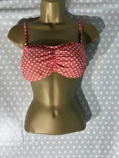 Womens Cotton Traders Uk 12 Coral Spot Padded Beach Swim Strapless Bikini Top