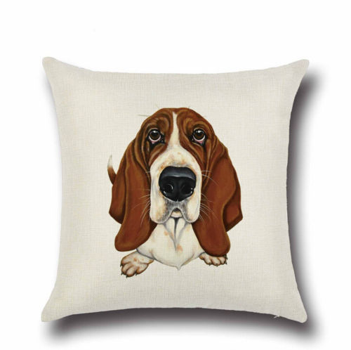 Basset hound dog linen blend - linen,