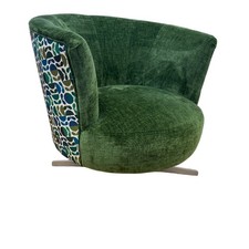 Orla Kiely Lily swivel armchair Evergreen velvet & Jigsaw green navy RRP £1009