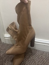 Women’s Brown Sock Style Ankle Boots with Heel Size 4 Worn Once