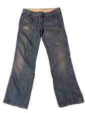 Womens Diesel industry Jeans straight loose Fit Low Rise mid Blue Wash W30 L30