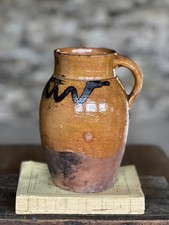 Antique French Earthenware Demi Glaze Jar Pot