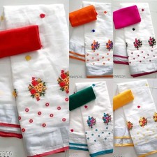 Women's  Cotton Linen Saree