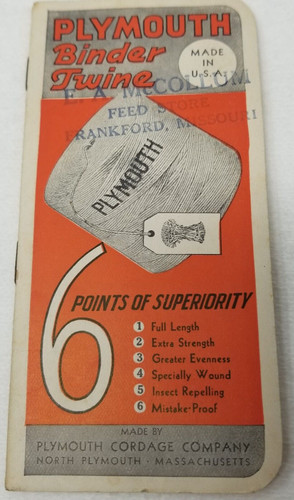 Plymouth binder twine - plymouth, pocket