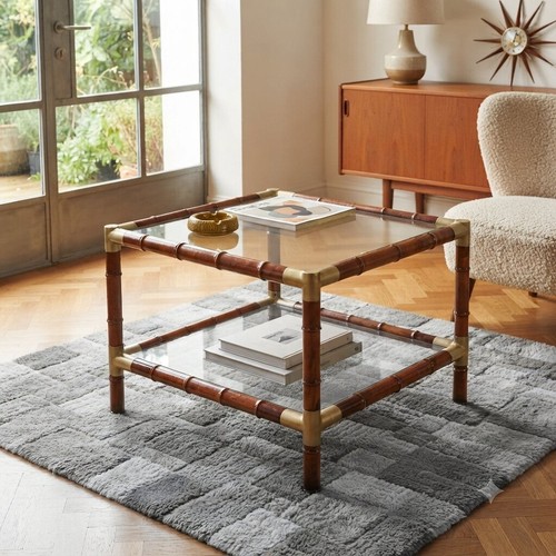 Vintage coffee table bamboo - coffee,