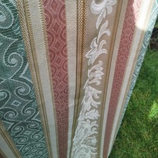 Pair of Damask Jacquard Striped Curtains W 170cm x 134cm Classic Country Regency