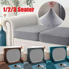 1/2/3 Seater Velvet Replacement Sofa Seat Cushion Covers Stretch Couch Protector