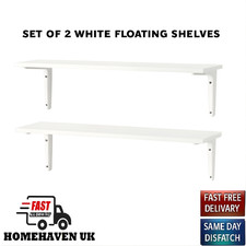 Set of 2 White Wall Shelves