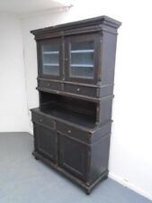A Painted 2 Piece Black Victorian Antique / Old Pine Kitchen Dresser