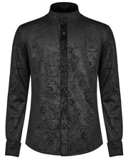 Punk Rave Mens Gothic Shirt Top Black Velvet Paisley Victorian Steampunk Vampire