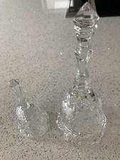Set of 2 Crystal Glass Hand Bells  – Etched & Cut Decorative Collectibles