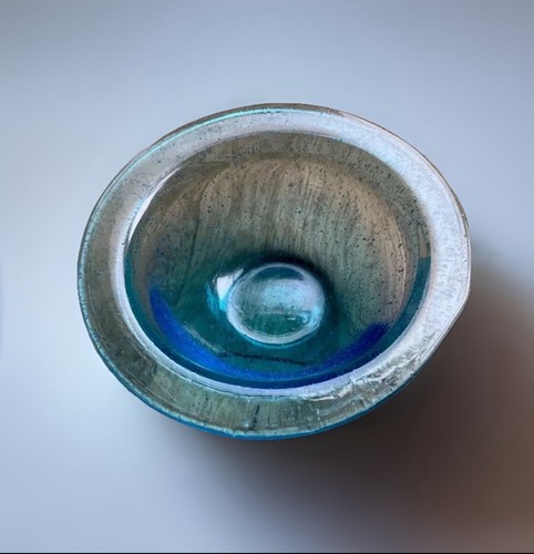 Vintage blue hand blown - blue,