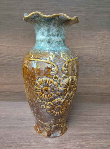 Brown and turquoise vase - and,