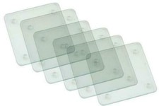 Clear Glass Coasters 6pcs Home Kitchen Drinks Pads Dining Mat Table Protector