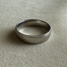 Platinum 6mm Mens Ring court shape with step cut edges - Size Z