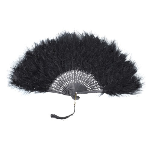 Feather hand fan black - feather,