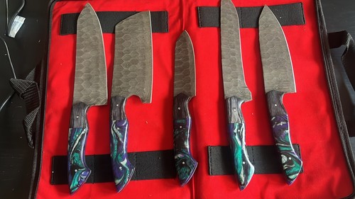 Damascus steel knife set - damascus,