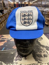 Vintage 1970s England FC Football Cap Baker Boy Hat Three Lions S/M