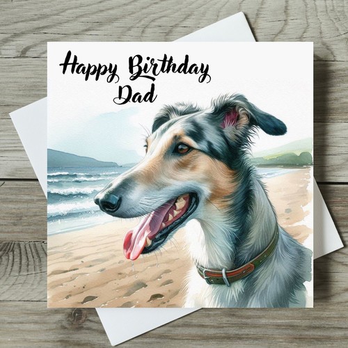 Happy birthday card lurcher - happy,
