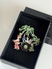 Vintage Style Chinese Brooch Tuk Tuk Rickshaw Brooch Retro Colourful Enamel