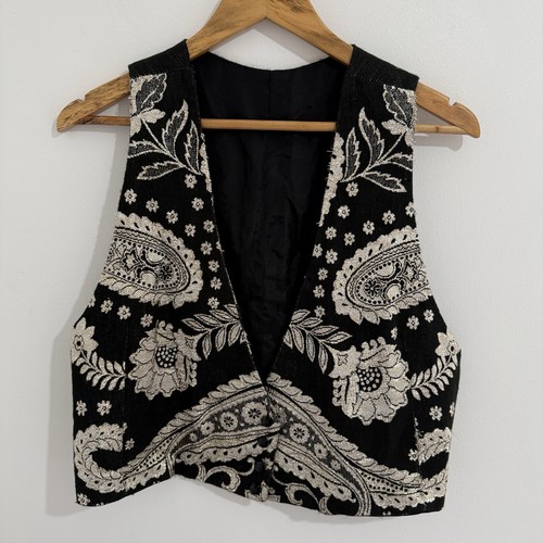 Vintage waistcoat black silver - vintage,